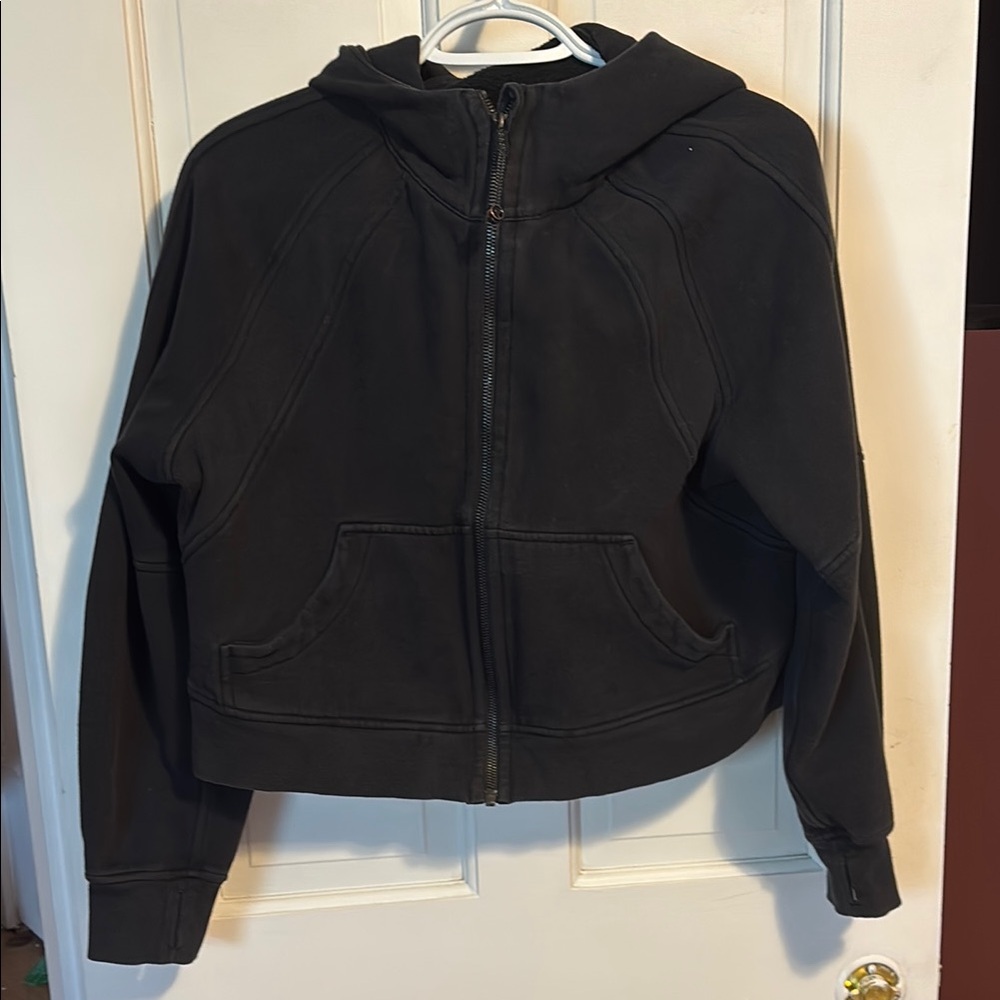 Black Cropped Scuba Hoodie